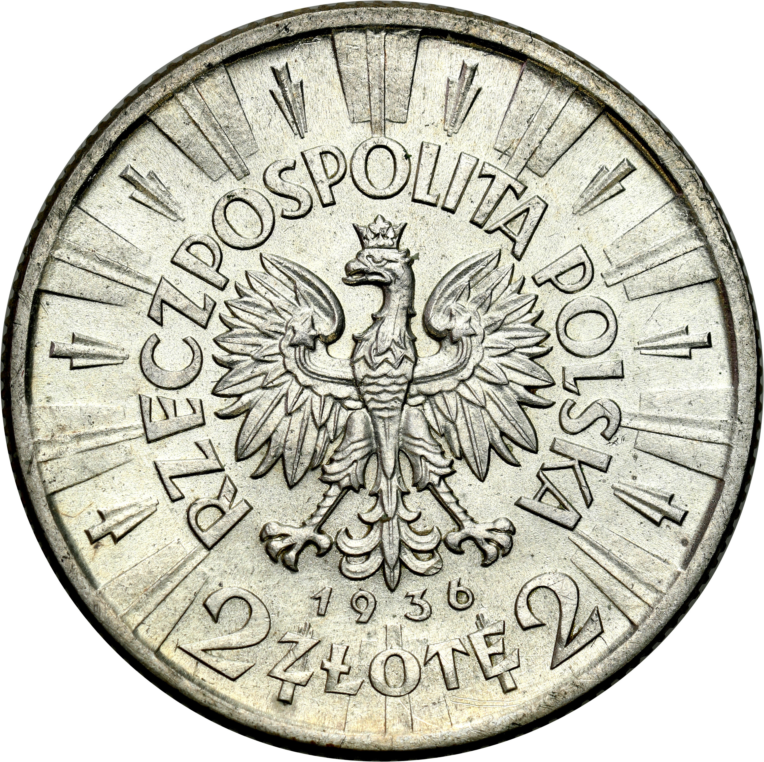 II RP. 2 złote 1936 Piłsudski - PIĘKNE i RZADKIE